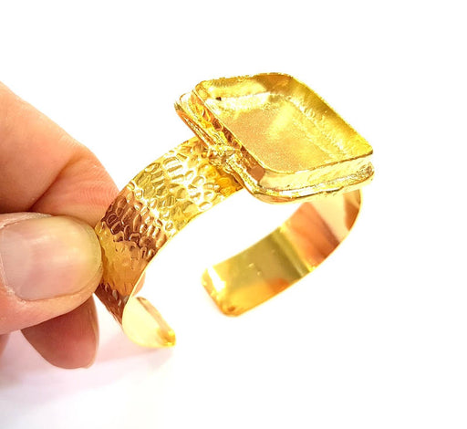 Gold Bangle Blanks Bracelet Blanks Hammered Cuff Blanks Adjustable Bracelet Blank Gold Plated Brass (25x25mm Blanks ) G7779