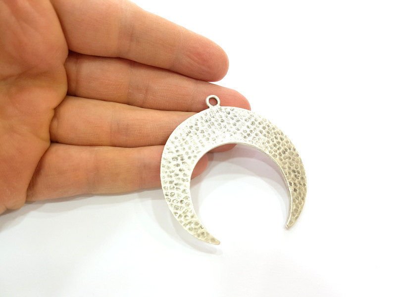 Moon Pendant Crescent Pendant Antique Silver Pendants  (62x60mm)  G7267