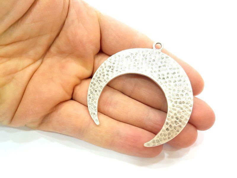 Moon Pendant Crescent Pendant Antique Silver Pendants  (62x60mm)  G7267