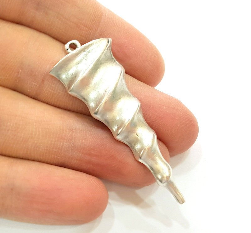 Twist Pendant Silver Pendant Antique Silver Plated Charms (54x22mm) G7272