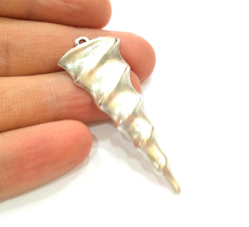 Twist Pendant Silver Pendant Antique Silver Plated Charms (54x22mm) G7272