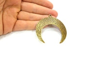 Crescent Pendant Moon Pendant Antique Bronze Hammered Pendant (60mm) G7280