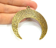 Crescent Pendant Moon Pendant Antique Bronze Hammered Pendant (60mm) G7280