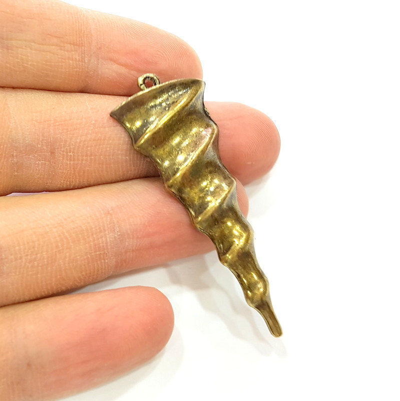 2 Antique Bronze Twirl Pendant Antique Bronze Pendant (54x22mm) G7282
