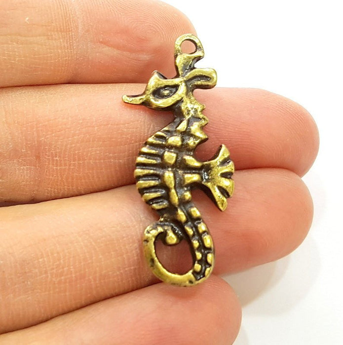 4 Seahorse Charm Antique Bronze Charm (42x18mm) G7287