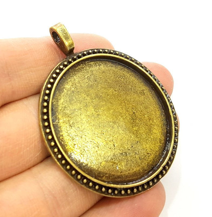 Antique Bronze Pendant Blank Bezel Base Setting Necklace Blank Mountings  (38mm blank) G7291