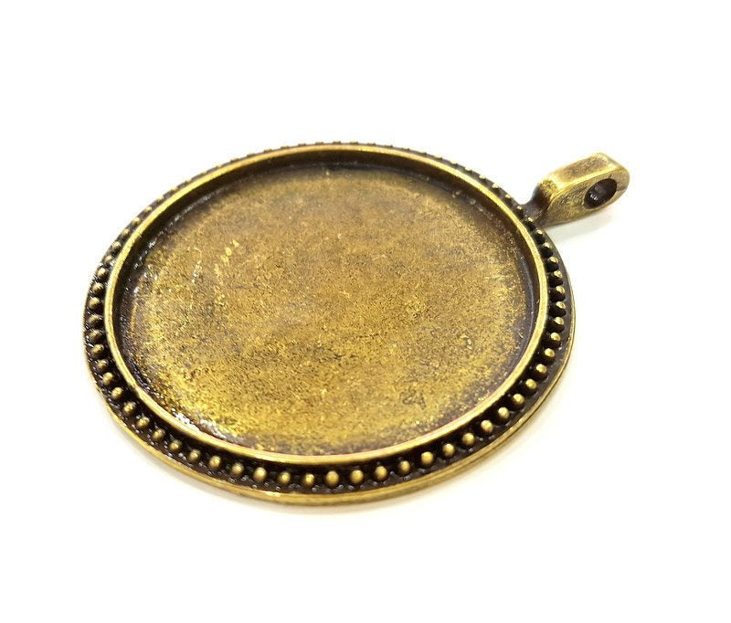 Antique Bronze Pendant Blank Bezel Base Setting Necklace Blank Mountings  (38mm blank) G7291