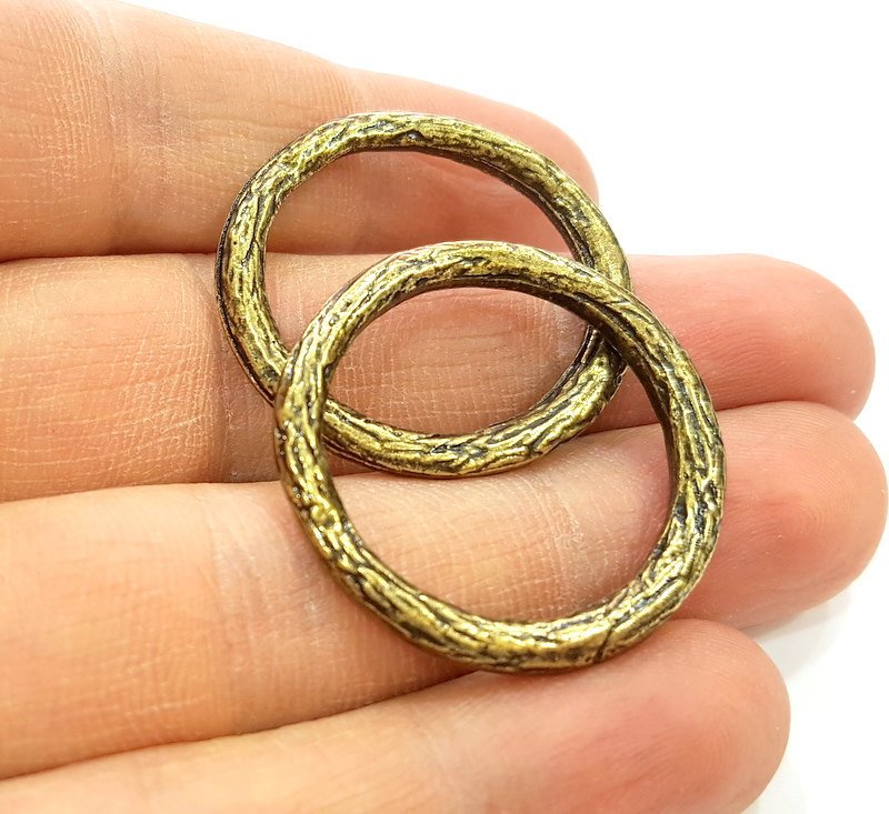 2 Circle Connector Antique Bronze (32mm) G7292