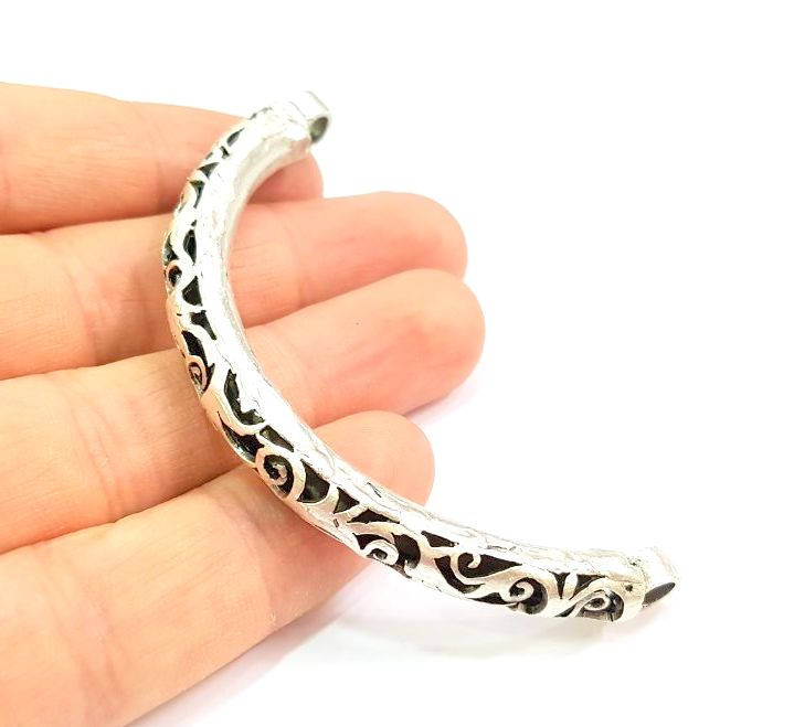 Silver Bangle Component Bracelet Components Pendant Antique Silver Plated Brass G13357
