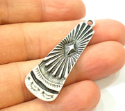 2 Silver Pendant Antique Silver Plated Pendants (48x14mm)  G7798