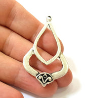2 Silver Pendant Antique Silver Plated Pendants (50x32mm)  G15543