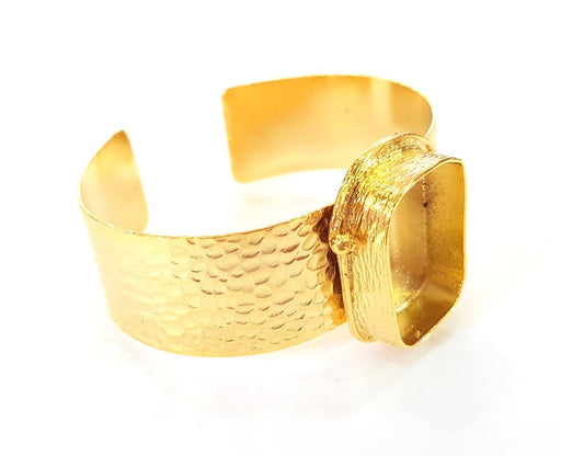 Gold Bangle Blanks Bracelet Blanks Hammered Cuff Blanks Adjustable Bracelet Blank Gold Plated Brass (25x18mm Blanks ) G7788