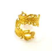 Raw Brass Ring Blank Bezel Settings Cabochon Base Mountings Adjustable (7x4mm blank ) G7303