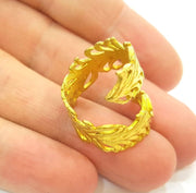 Raw Brass Ring Blank Bezel Settings Cabochon Base Mountings Adjustable (7x4mm blank ) G7303
