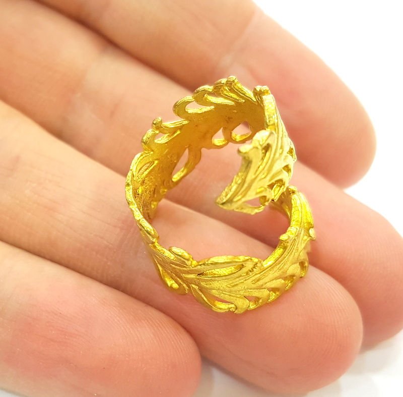 Raw Brass Ring Blank Bezel Settings Cabochon Base Mountings Adjustable (7x4mm blank ) G7303