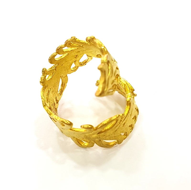 Raw Brass Ring Blank Bezel Settings Cabochon Base Mountings Adjustable (7x4mm blank ) G7303