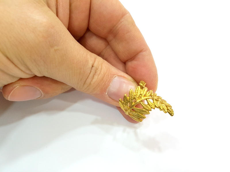 Raw Brass Leaf Ring Blank Bezel Settings Cabochon Base Mountings Adjustable (3mm blank ) G7312