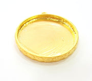 Gold Plated Pendant Blank Bezel Base Setting Necklace Blank Mountings (29mm blank)  G7316