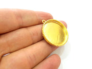 Gold Plated Pendant Blank Bezel Base Setting Necklace Blank Mountings (29mm blank)  G7316