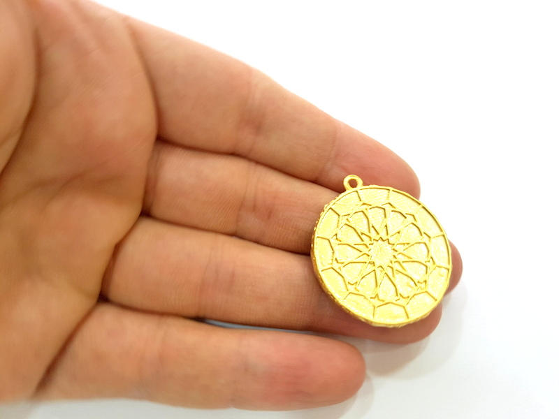 Gold Plated Pendant Blank Bezel Base Setting Necklace Blank Mountings (29mm blank)  G7316