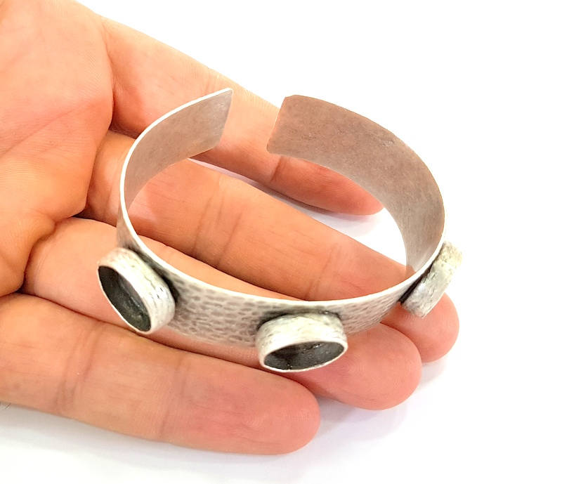 Bracelet Blanks Bangle Blanks Cuff Blanks Adjustable Hammered Bracelet Blank Antique Silver Plated Brass ( 14mm Blanks ) G15413