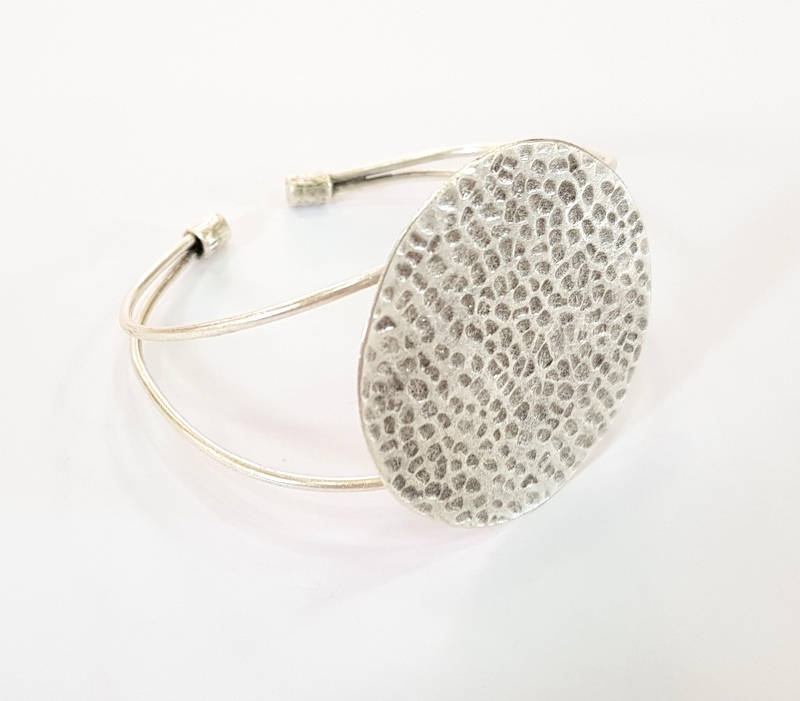 Bracelet Blanks Bangle Blanks Cuff Blanks Adjustable Bracelet Blank Antique Silver Plated Brass ( 40mm Blanks ) G15415