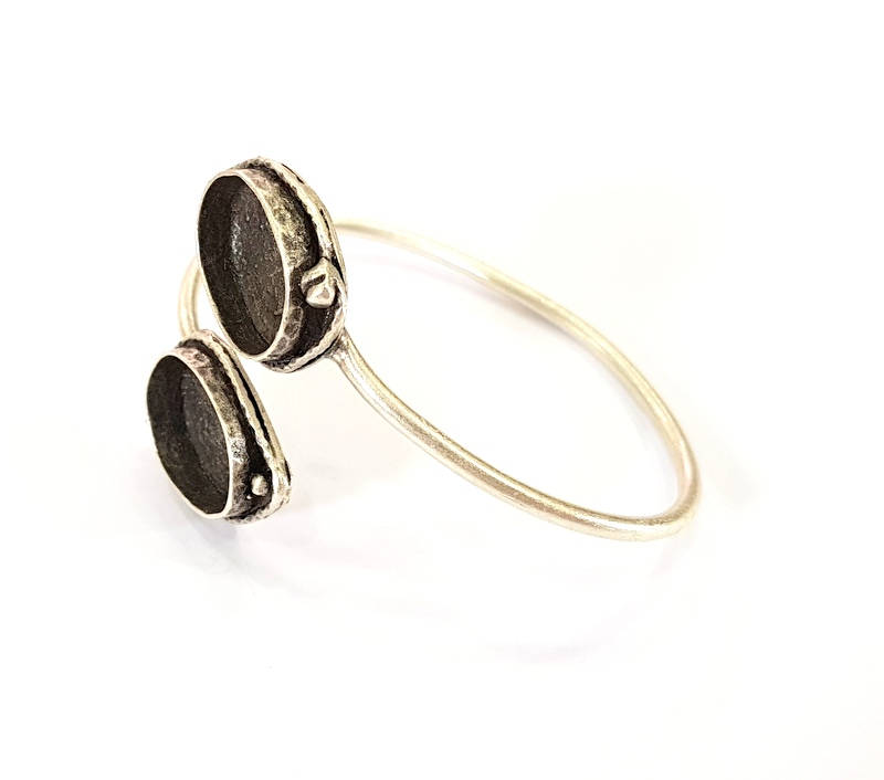 Bracelet Blanks Bangle Blanks Cuff Blanks Adjustable Bracelet Blank Antique Silver Plated Brass ( 18x13mm Blanks ) G7802