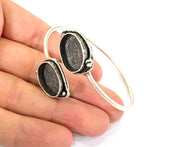 Bracelet Blanks Bangle Blanks Cuff Blanks Adjustable Bracelet Blank Antique Silver Plated Brass ( 18x13mm Blanks ) G7802