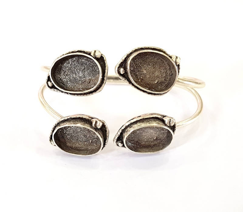 Bracelet Blanks Bangle Blanks Cuff Blanks Adjustable Bracelet Blank Antique Silver Plated Brass ( 18x13mm Blanks ) G7806