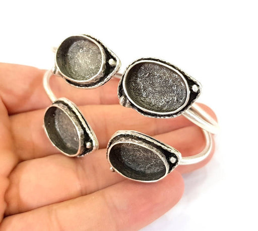 Bracelet Blanks Bangle Blanks Cuff Blanks Adjustable Bracelet Blank Antique Silver Plated Brass ( 18x13mm Blanks ) G7806