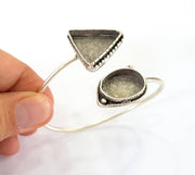 Bracelet Blanks Bangle Blanks Cuff Blanks Adjustable Bracelet Blank Antique Silver Plated Brass (25x25mm triangle and 18x13mm Blanks ) G7811