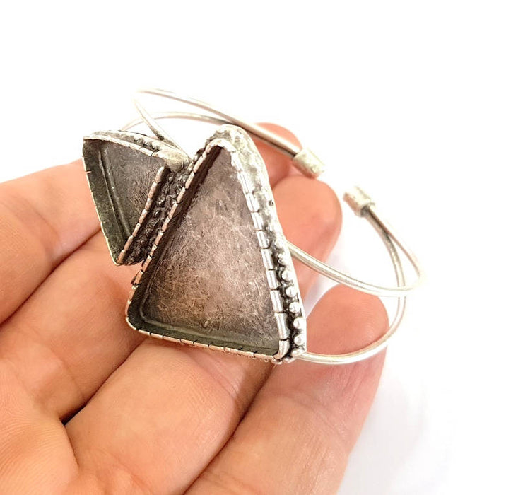 Bracelet Blanks Bangle Blanks Cuff Blanks Adjustable Bracelet Blank Antique Silver Plated Brass (20x20mm and 35x25mm triangle Blanks ) G7818