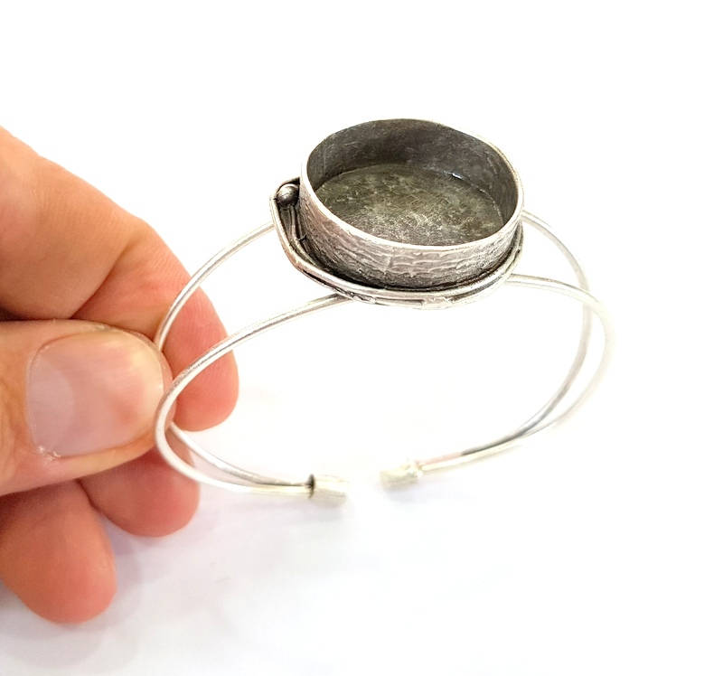 Bracelet Blanks Bangle Blanks Cuff Blanks Adjustable Bracelet Blank Antique Silver Plated Brass ( 24mm Blanks ) G7824