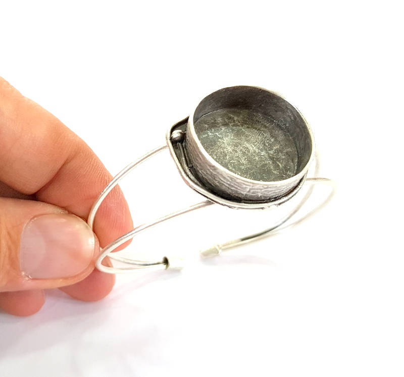 Bracelet Blanks Bangle Blanks Cuff Blanks Adjustable Bracelet Blank Antique Silver Plated Brass ( 24mm Blanks ) G7824