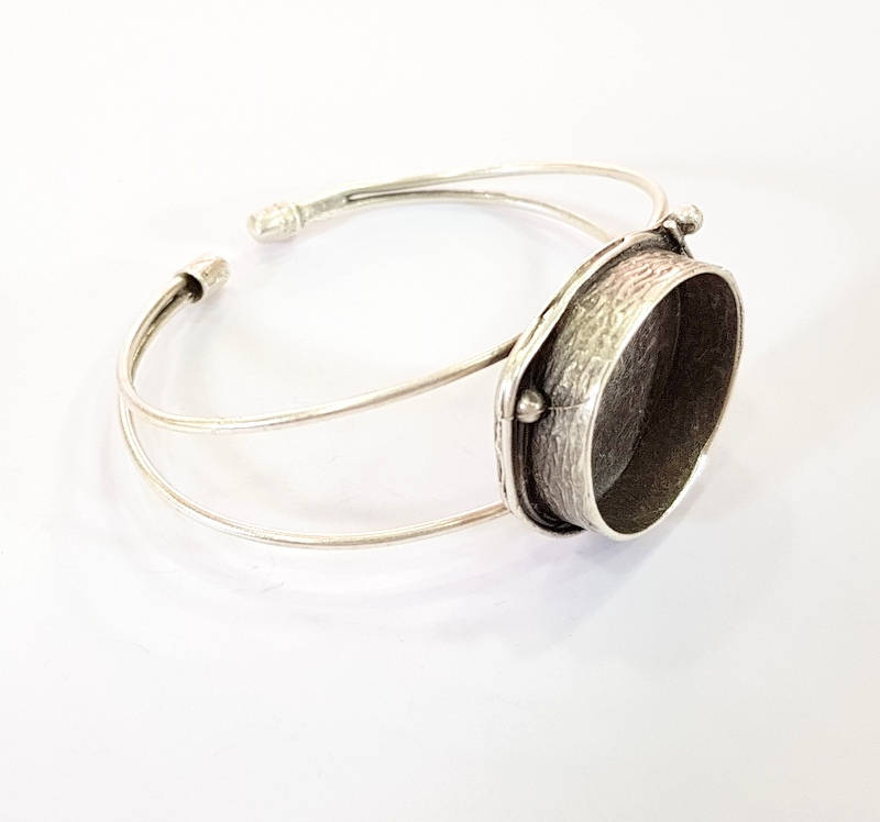 Bracelet Blanks Bangle Blanks Cuff Blanks Adjustable Bracelet Blank Antique Silver Plated Brass ( 24mm Blanks ) G7824