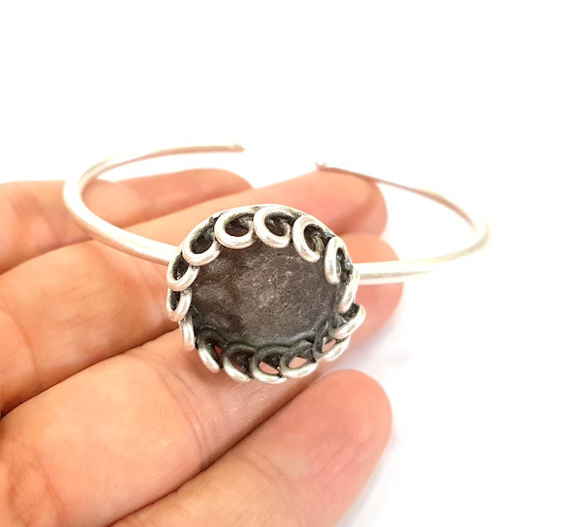 Bracelet Blanks Bangle Blanks Cuff Blanks Adjustable Bracelet Blank Antique Silver Plated Brass ( 16mm Blanks ) G7825