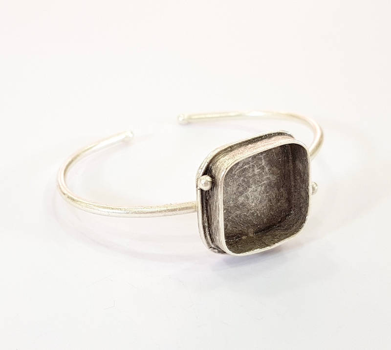 Bracelet Blanks Bangle Blanks Cuff Blanks Adjustable Bracelet Blank Antique Silver Plated Brass ( 20x20mm Blanks ) G7827