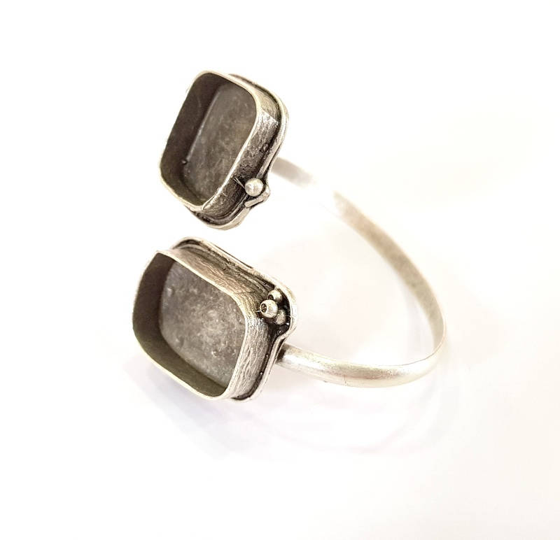 Bracelet Blanks Bangle Blanks Cuff Blanks Adjustable Bracelet Blank Antique Silver Plated Brass ( 25x18mm and 20x20mm Blanks ) G7829
