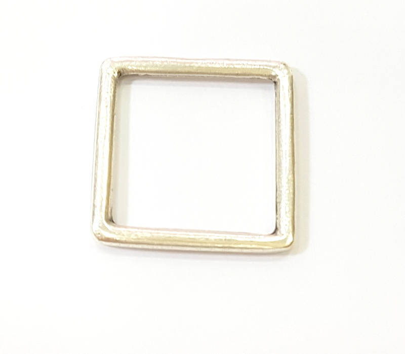 5 Silver Square Connector Pendant Antique Silver Plated Geometric Pendants (23mm) G7831