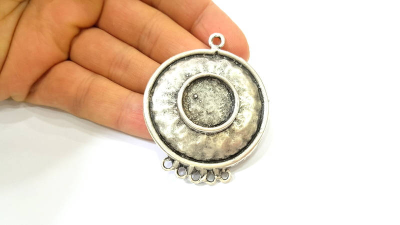 Silver Pendant Antique Silver Plated Pendant Blank (50mm) G7832