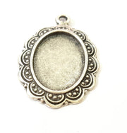 Silver Pendant Antique Silver Plated Pendant Blank (24x17mm) G8218
