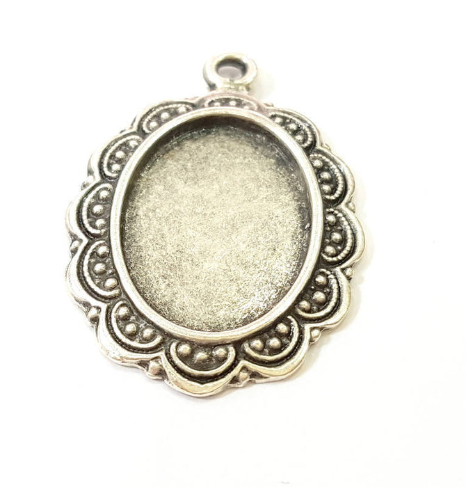 Silver Pendant Antique Silver Plated Pendant Blank (24x17mm) G8218