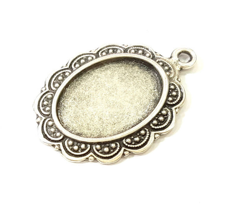 Silver Pendant Antique Silver Plated Pendant Blank (24x17mm) G8218