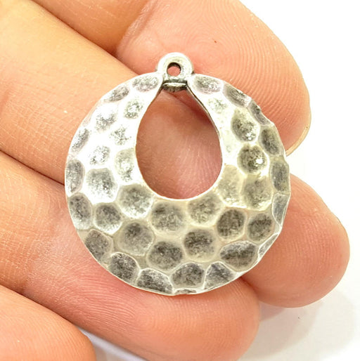 2 Silver Pendant Antique Silver Plated Pendant (25x23mm) G7835