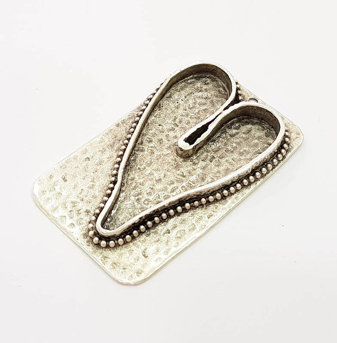 Silver Pendant Blank Bezel Base Setting Necklace Blank Resin Blank Heart Mountings Antique Silver Plated Brass  G7839