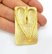Gold Pendant Blank Base Setting Necklace Blank Resin Blank Heart Mountings Gold Plated Brass G7840