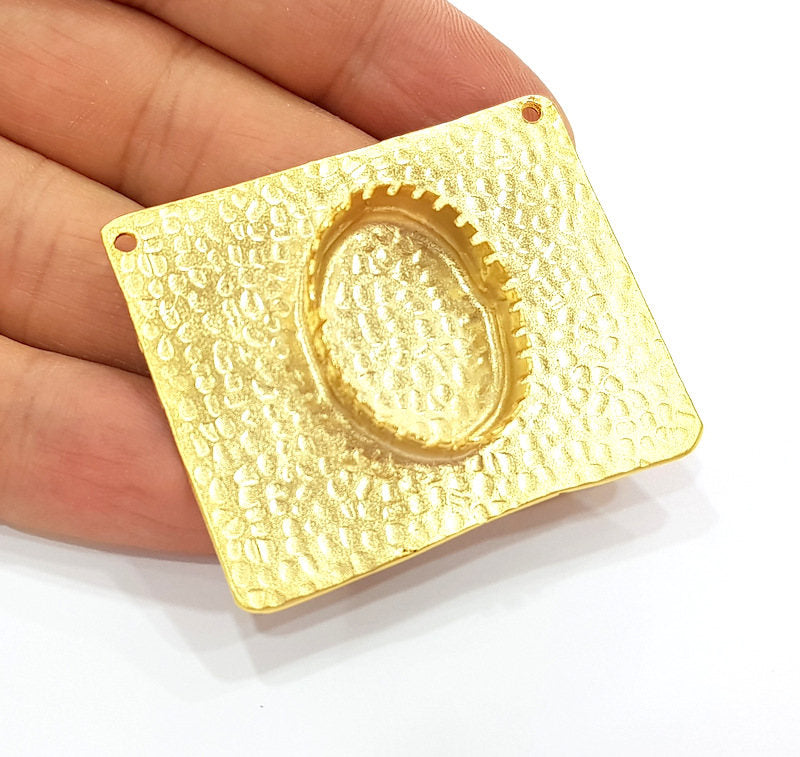 Gold Pendant Blank Base Setting Necklace Blank Resin Blank Mountings Gold Plated Brass G7841