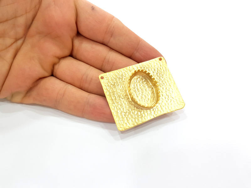 Gold Pendant Blank Base Setting Necklace Blank Resin Blank Mountings Gold Plated Brass G7841