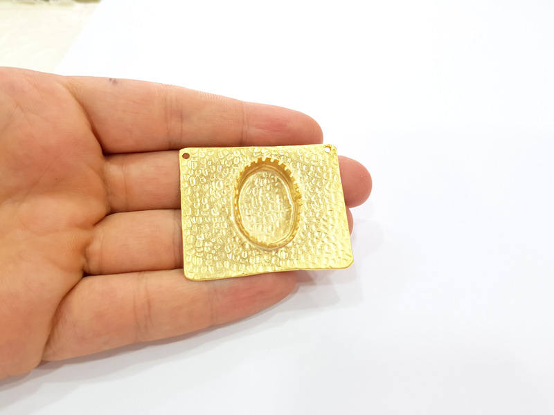 Gold Pendant Blank Base Setting Necklace Blank Resin Blank Mountings Gold Plated Brass G7841