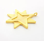 Gold Pendant Blank Base Setting Necklace Blank Resin Blank Mountings Gold Plated Brass G7844